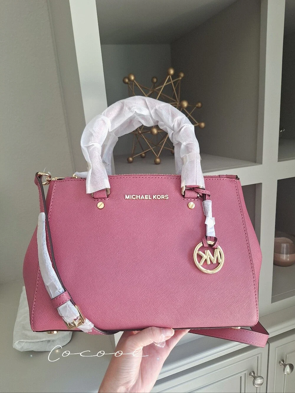 NWT Michael Kors Sutton Tulip Saffiano Leather Satchel Purse